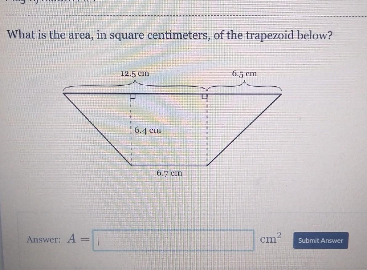 What Is The Area In Square Centimeters, Of The Trapezoid Below?