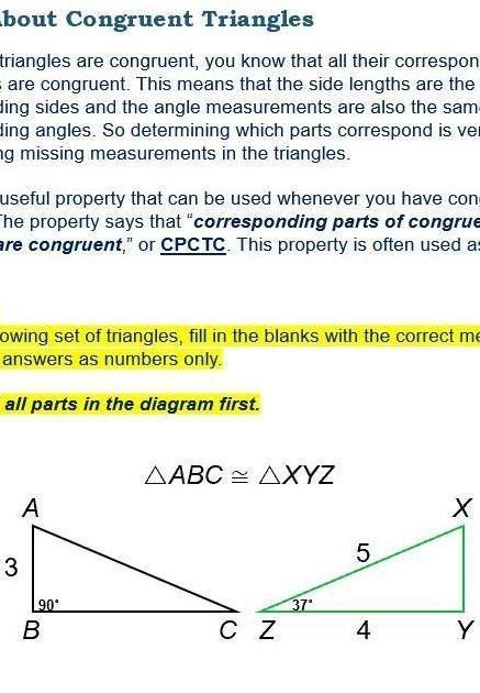 PLEASE HELP FAST!!!! THIS IS URGENT!!!For The Following Set Of Triangles, Fill In The Blanks With The