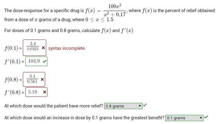 Please Answer All. How Do You Determine The Dose-specific Response Of A Drug Given F(x)?
