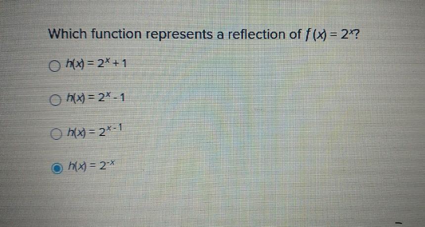 PLEASE HELP FAST!! Please Don't Answer If You Don't Know.Which Function Represents A Reflection Of F(x)