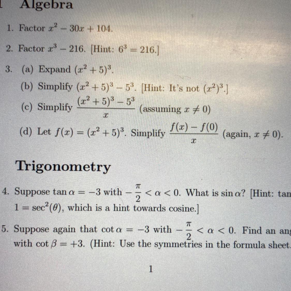 Im Not Sure How To Solve 3d. College Calculus 1