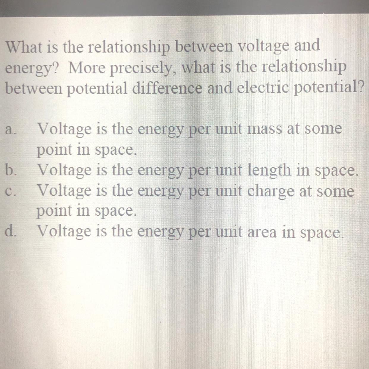 What Is The Relationship Between Voltage And Energy? More Precisely What Is The Relationship Between