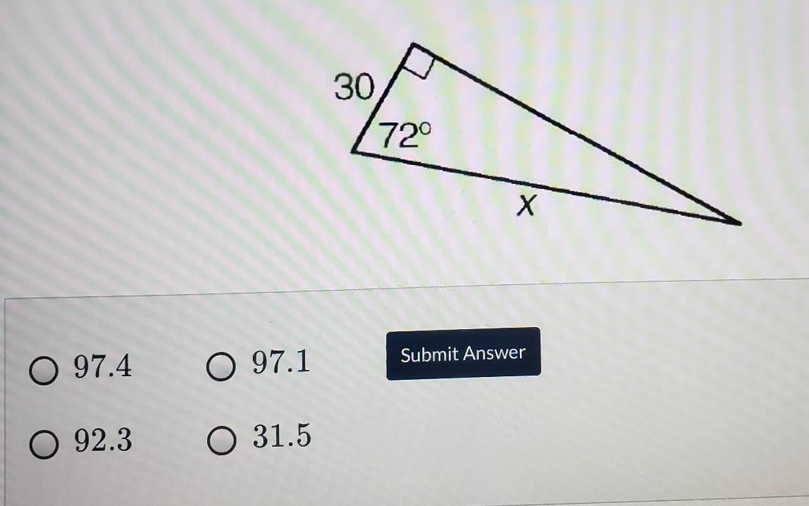 For The Given Right Triangle, Find The Value X To The Nearest Tenth: