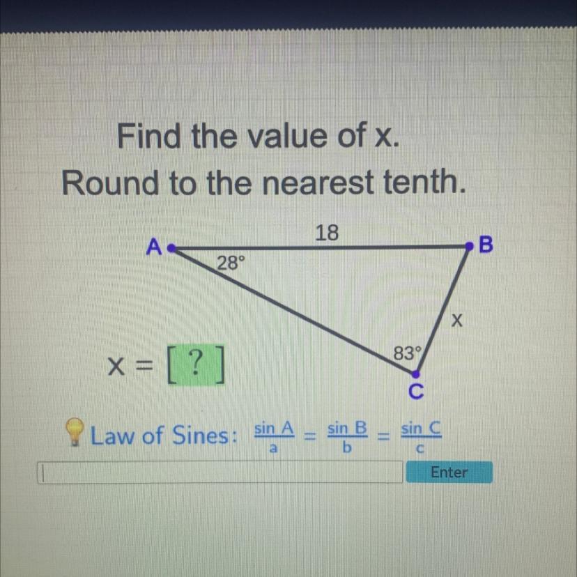 Please Help!!Find The Value Of X.Round To The Nearest Tenth.