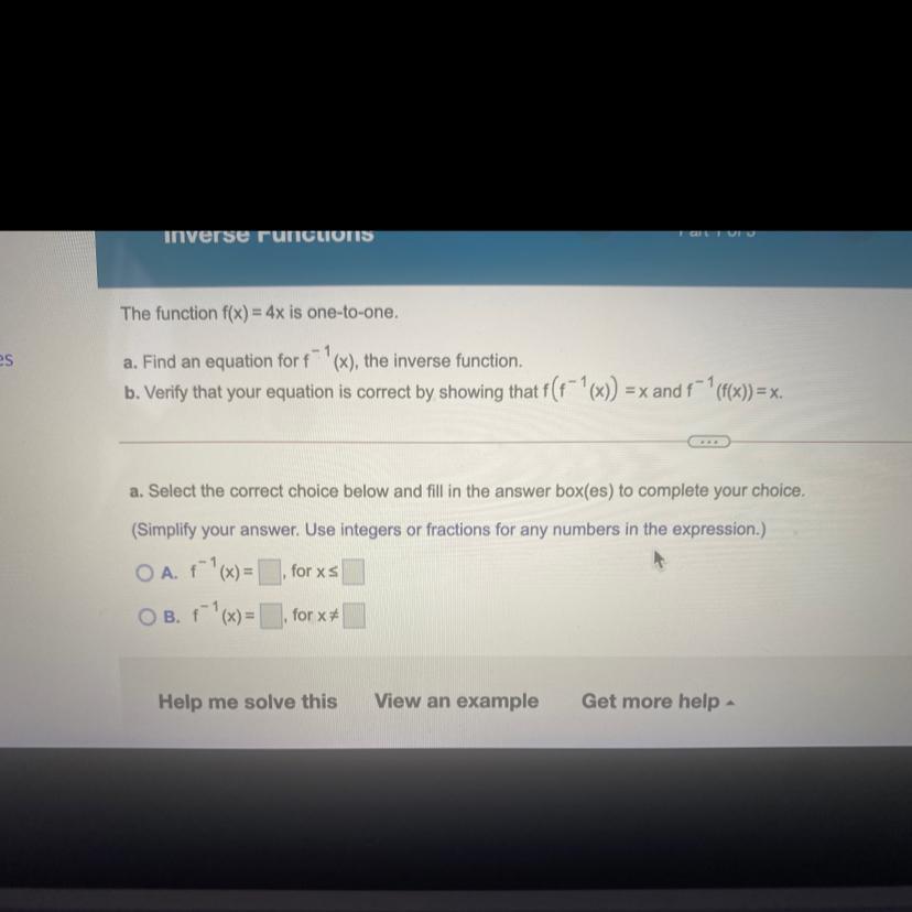 The Function F(x)= 4x Is One To One Find A And B