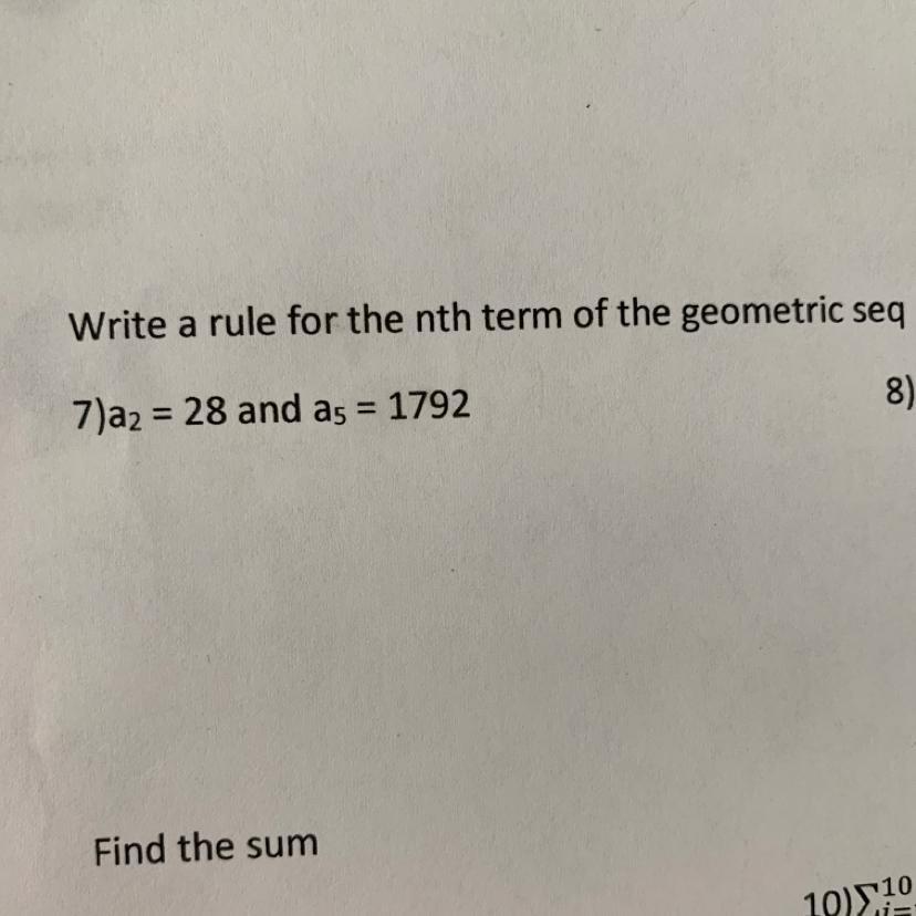 How To Write A Rule For The Nth Term Of The Geometric Seq 