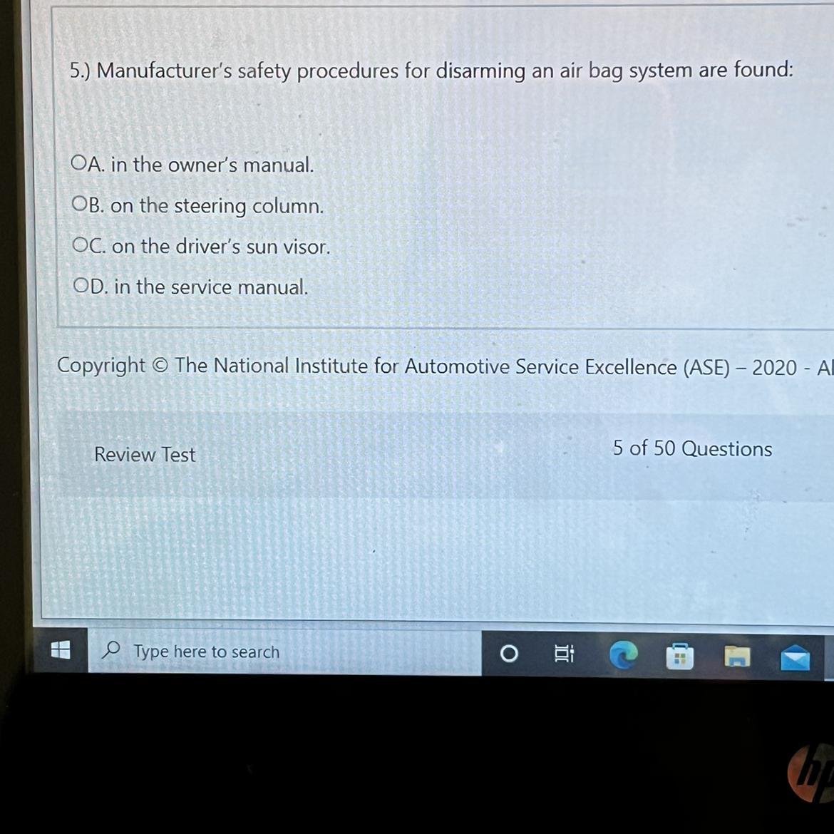 I Need Help With This Auto Mechanic Question 