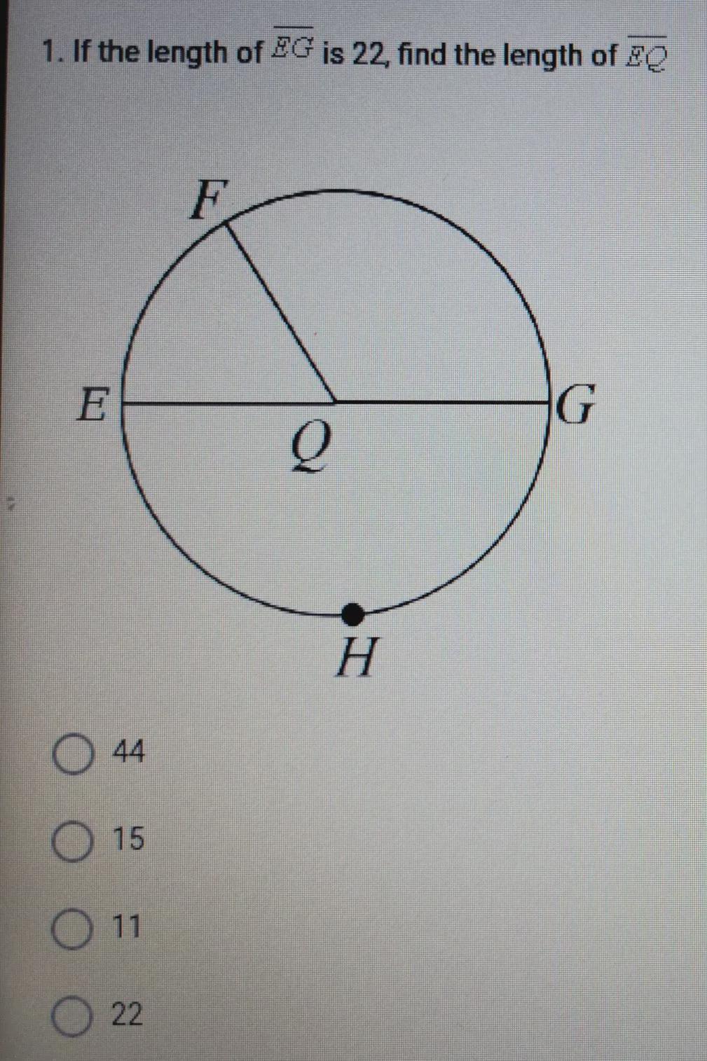 If The Length Of EG Is 22, Find The Length Of EQ