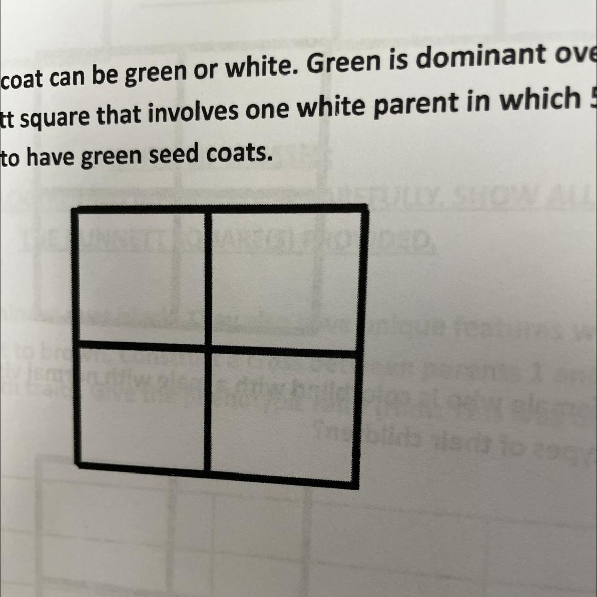 18. In Pea Plants, The Seed Coat Can Be Green Or White. Green Is Dominant Over White.Construct Your Own