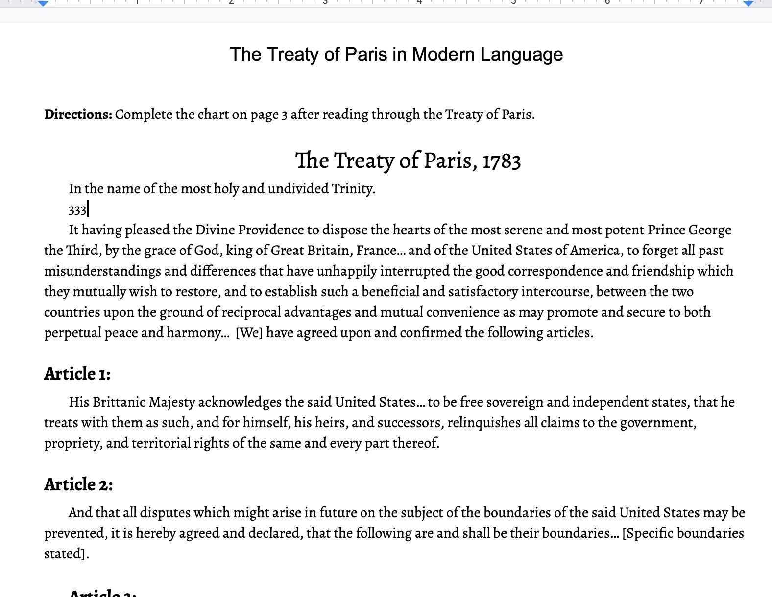 Read The The Treaty Of Paris In Modern Language Article To Answer The Questions!
