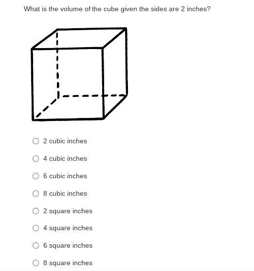 What Is The Volume Of The Cube Given The Sides Are 2 Inches?