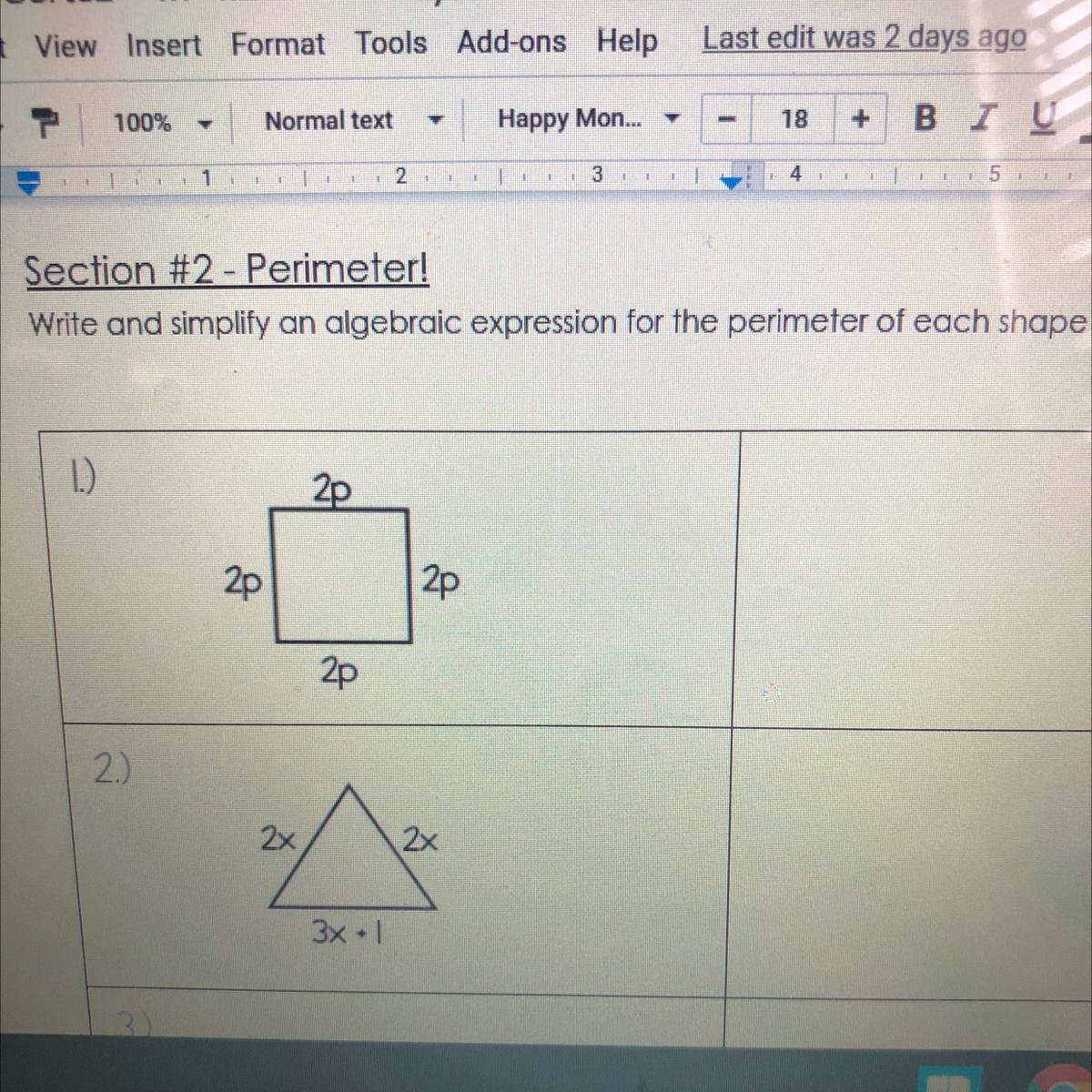 I Need To Write And Simplify An Algebraic Expression For The Perimeter Of Each Shape.please Help!