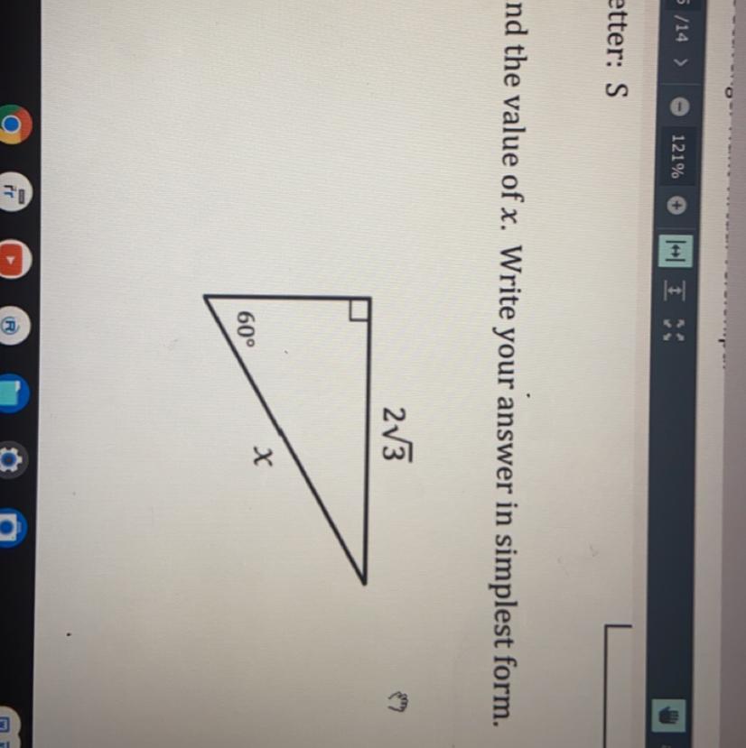 Find The Value Of X. Write Your Answer In Simplest Form.