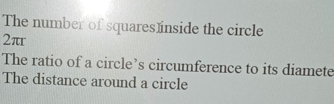 Which Of The Following Describes The Area Of A Circle?