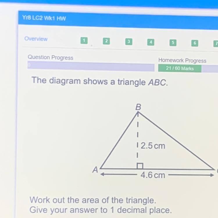 The Diagram Shows A Triangle ABC.BNot Drawn Accurately12.5 CmA4.6 CmWork Out The Area Of The Triangle.Give