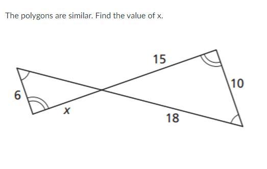 The Polygons Are Similar. Find The Value Of X.