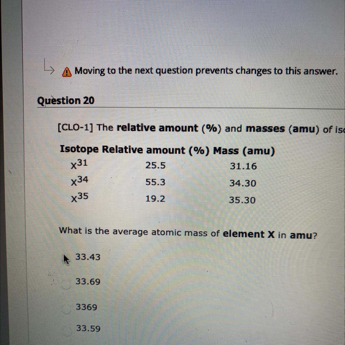 What Is The Atomic Mass Of Element X