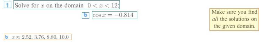 Solve For X On The Domain 0 &lt; X &lt; 12: Cos X= -0.814