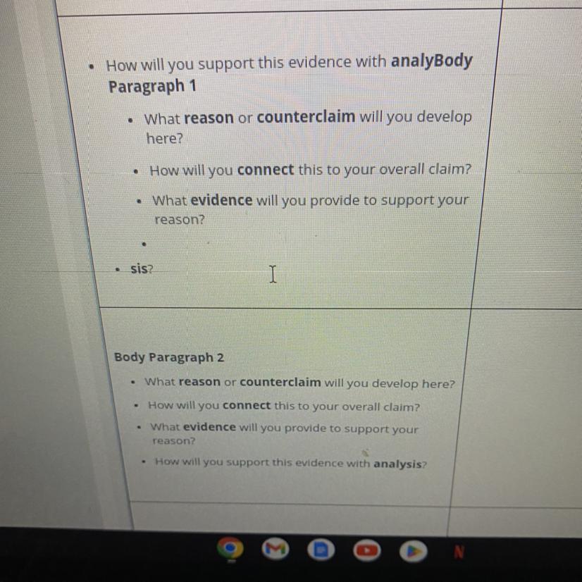 .How Will You Support This Evidence With AnalyBodyParagraph 1 What Reason Or Counterclaim Will You Develophere?