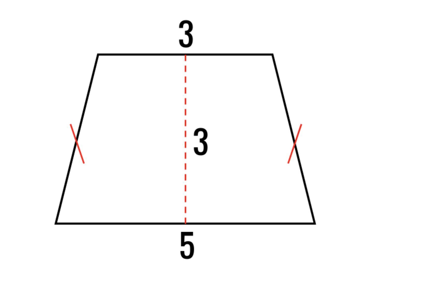 Given These Dimensions, What Is The Area Of The Trapezoid, Base 5, Base 3, Height 3