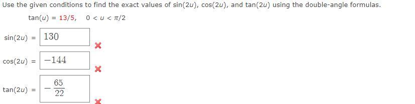 Use The Given Conditions To Find The Exact Values Of Sin(2u), Cos(2u), And Tan(2u) Using The Double-angle