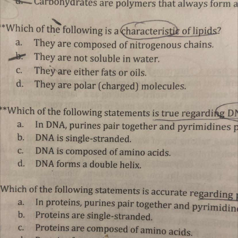 Which Of The Following Is A Characteristic Of Lipids