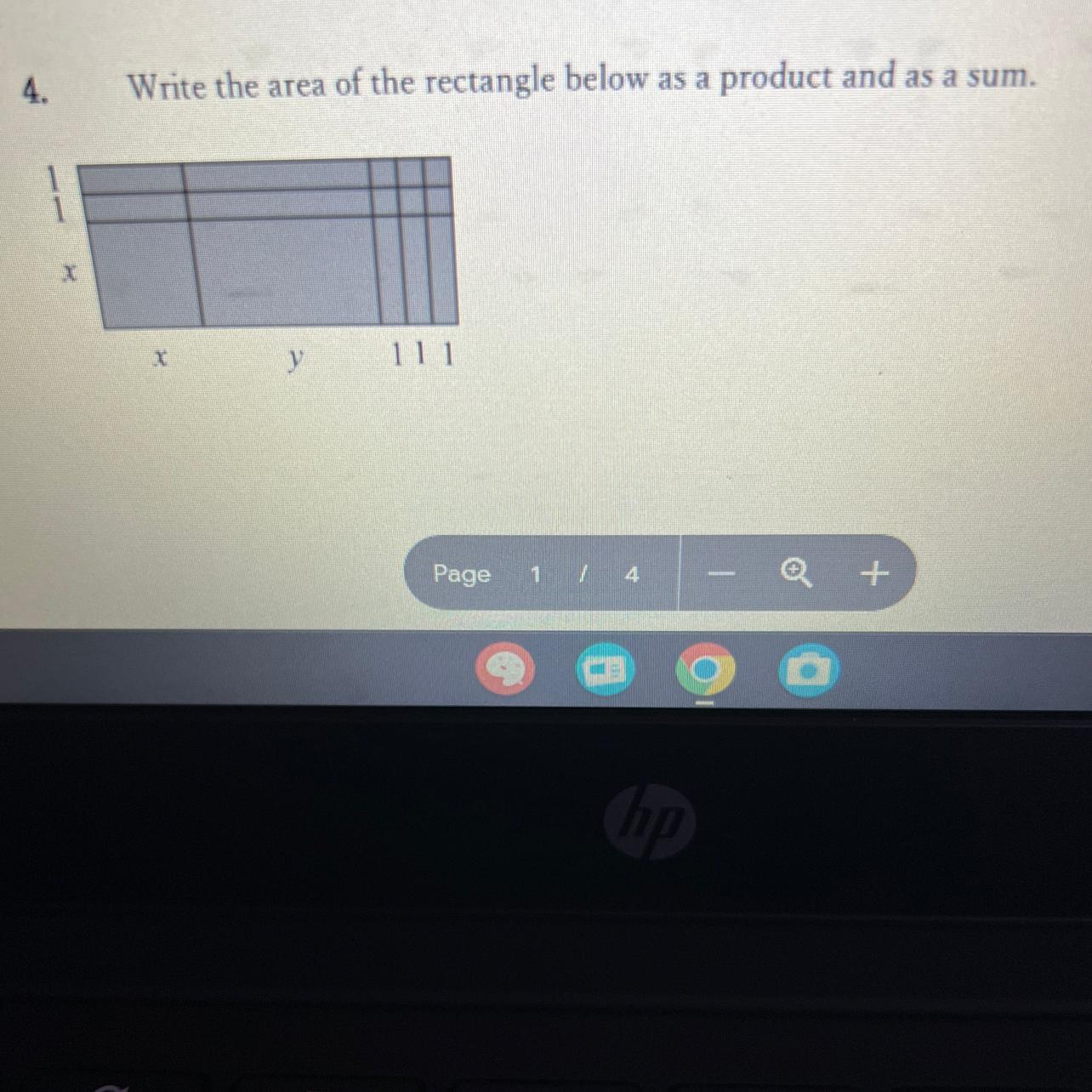 Write The Area Of The Rectangle Below As Product And As A Sum