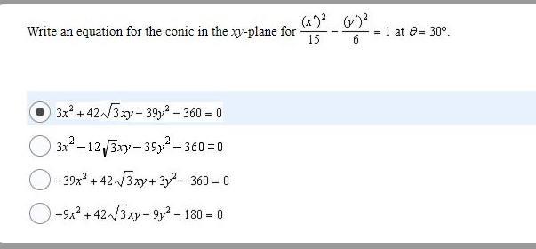 Write An Equation For The Conic In The Xy-plane For