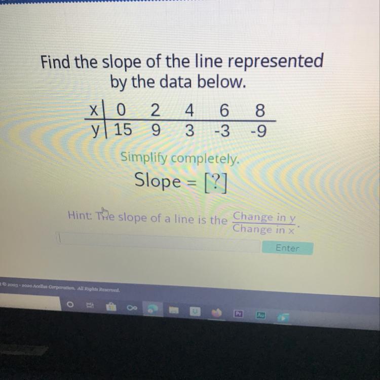 Help Me Find The Slope Of This Problem ??