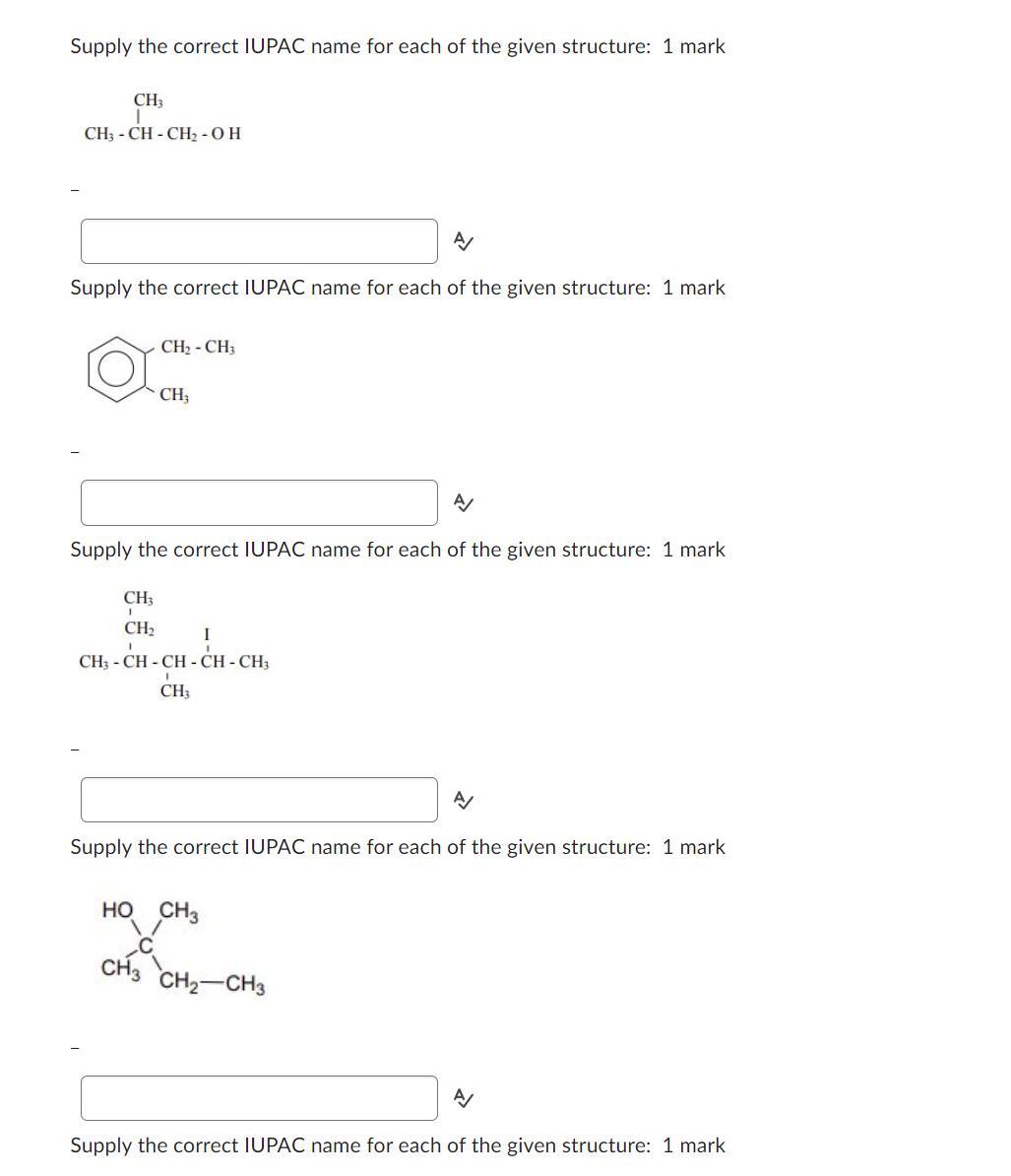 Correct Iupac Name For These Organic Compounds