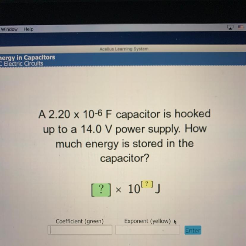 A 2.20 X 10-6 F Capacitor Is Hookedup To A 14.0 V Power Supply. Howmuch Energy Is Stored In Thecapacitor?