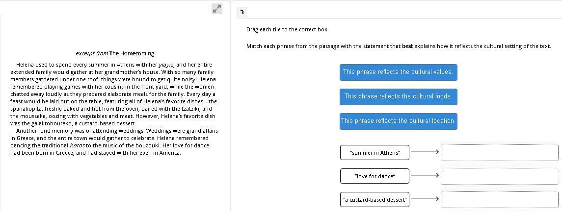 Match Each Phrase From The Passage With The Statement That Best Explains How It Reflects The Cultural