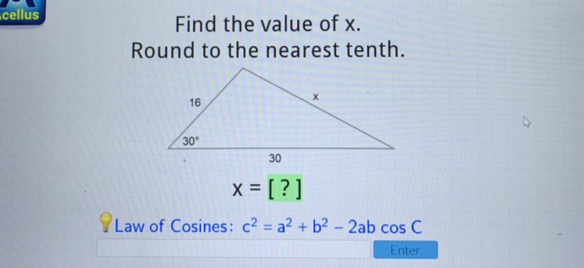 Find The Value Of X.Round To The Nearest Tenth.163030x = [?]need Help Asap:(