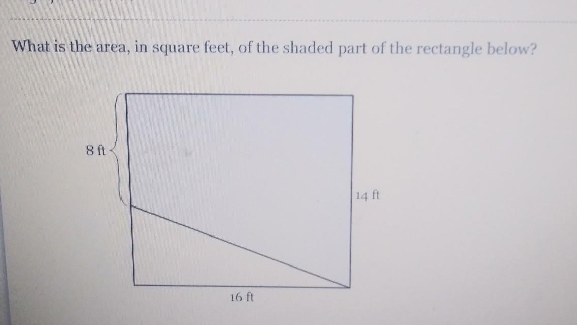 What Is The Area In Square Feet Of The Shaded Part Of The Rectangle Below