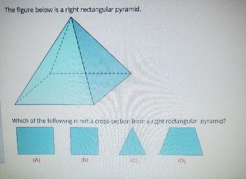 The Figure Below Is A Right Rectangular Pyramid. Which Of The Following Is Not A Cross-section From A