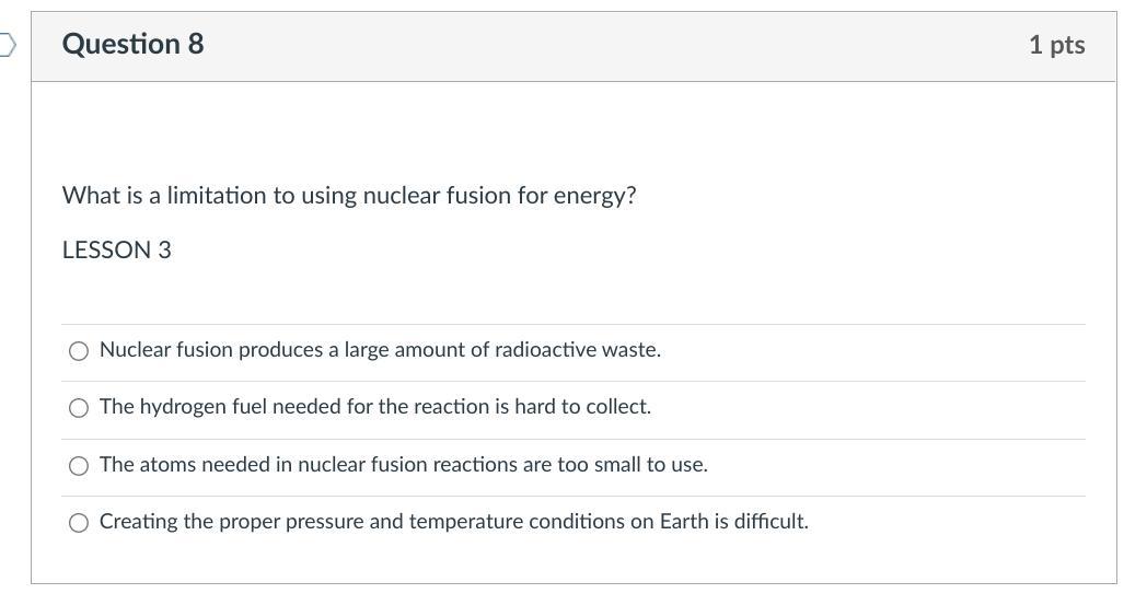 What Is A Limitation To Using Nuclear Fusion For Energy?