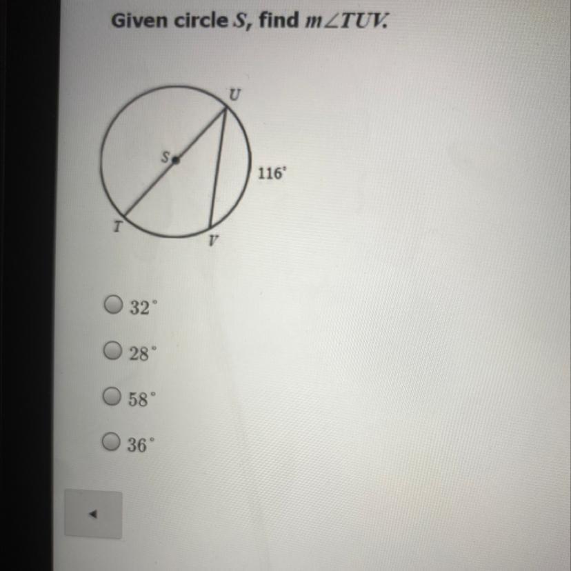 PLSSSS HELPP!!!!Given Circle S, Find M Angle TUV.