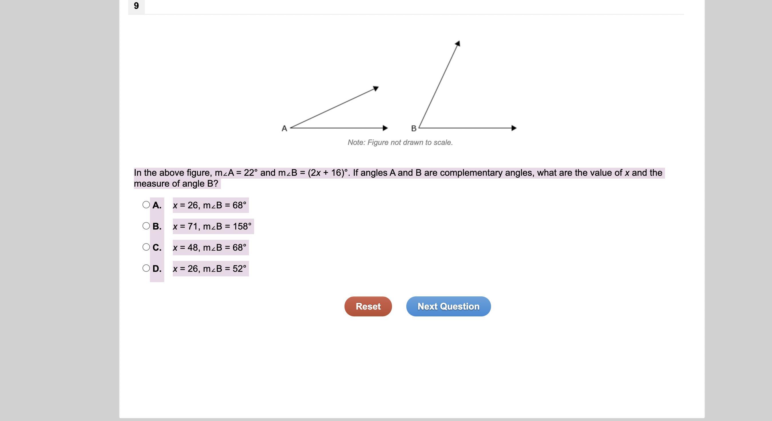 In The Above Figure, MA = 22 And MB = (2x + 16). If Angles A And B Are Complementary Angles, What Are