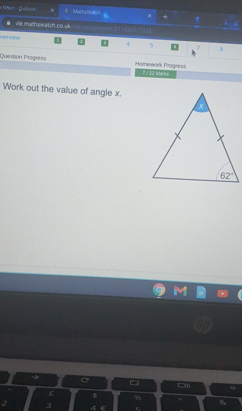 Work Out The Value Of Angle X 62 Degrees