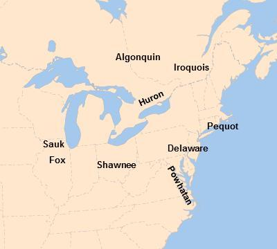 Northeast American Indian Groups And LocationsAccording To The Map, What Bordered The Northeast Cultural