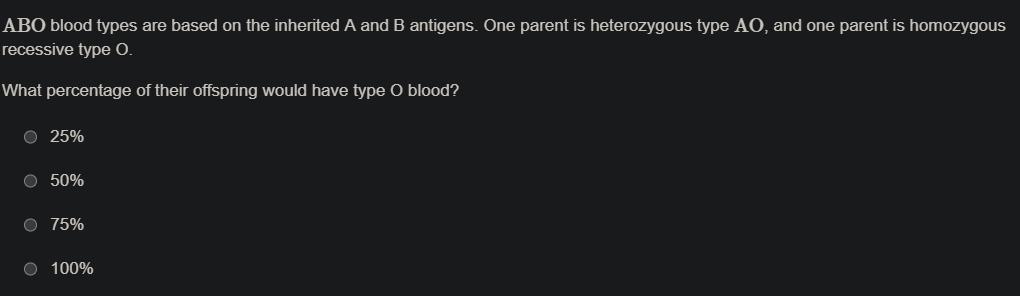ABO Blood Types Are Based On The Inherited A And B Antigens. One Parent Is Heterozygous Type AO, And