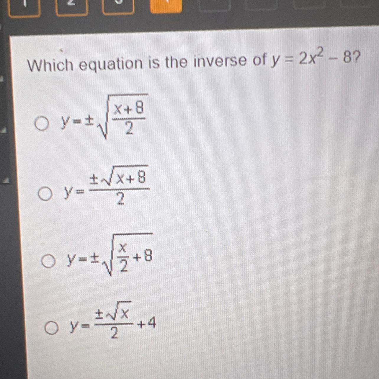 Which Equation Is The Inverse Of Y=2x-8?