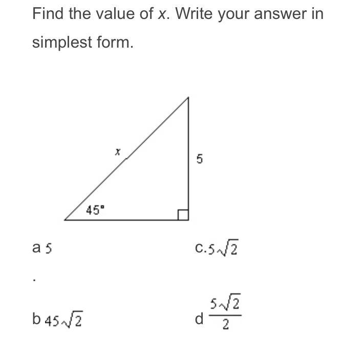 Find The Value Of X. Write Your Answer In Simplest Form.