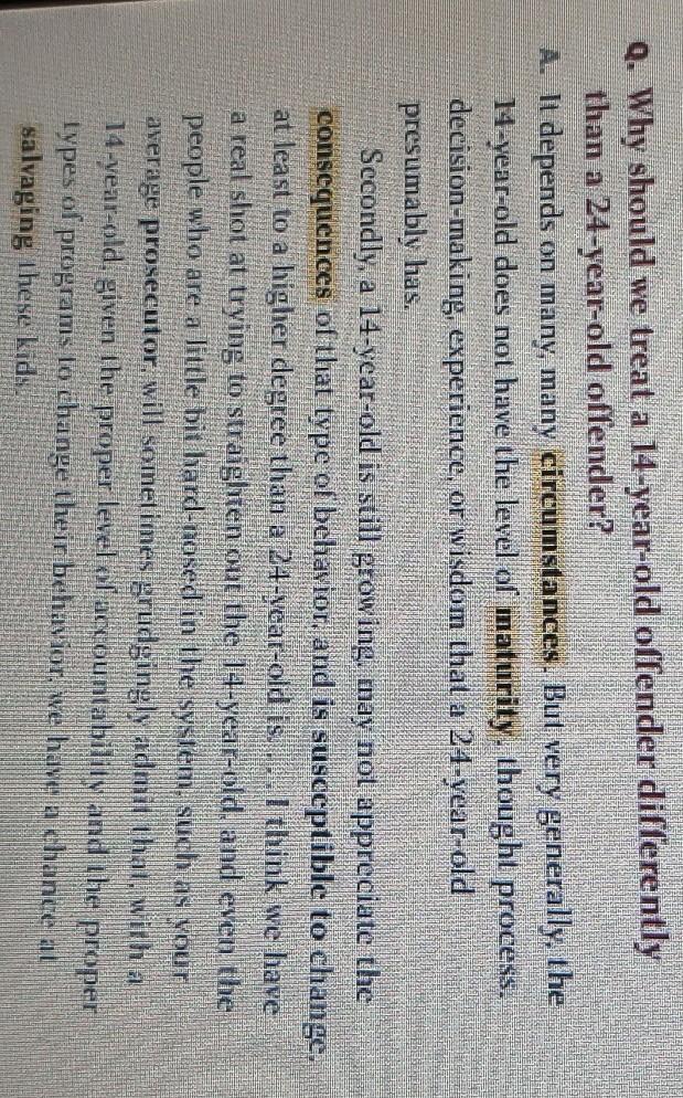 Why Should We Treat A 14 Year Old Offender Differently Than A 24 Year Old Offender??you Have To Read