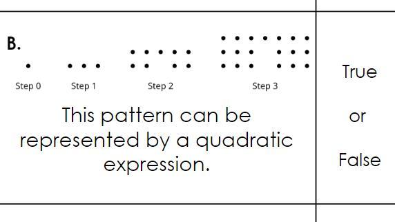 This Pattern Can Be Represented By A Quadratic Expression.True Or False?Explain.