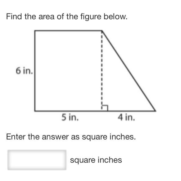 Find The Area Of The Figure Below.Enter The Answer As Square Inches.