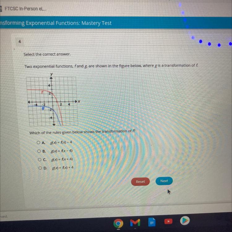 Two Exponential Functions, Fand G, Are Shown In The Figure Below, Where G Is A Transformation Of F.Y4f2X24-