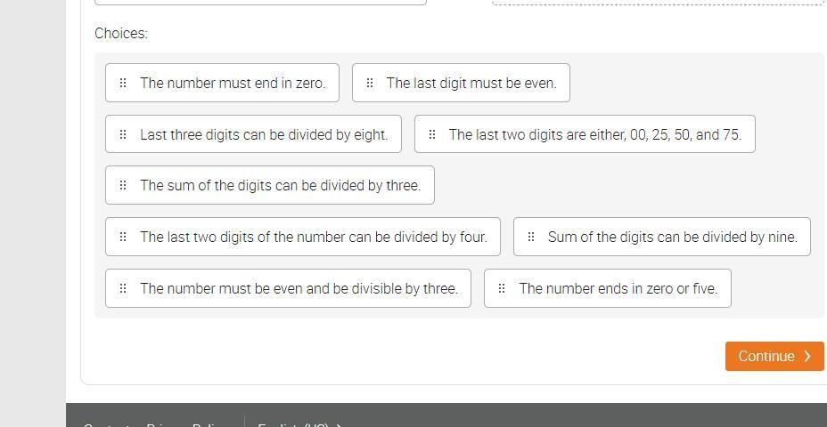 Match The Numbers With The Appropriate Test For Divisibility.(see Pictures Below)