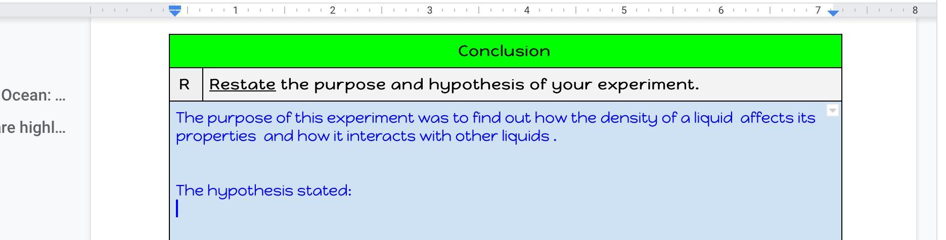 Fill In The Space Where It Says Hypothesis Stated Look In The Photo I Dont Have That Much TimeThe Purpose