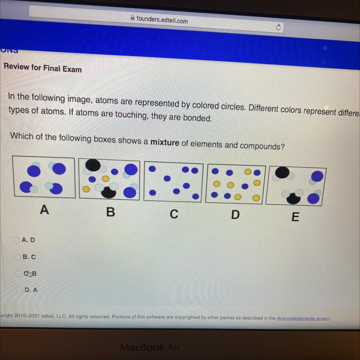 In The Following Image, Atoms Are Represented By Colored Circles. Different Colors Represent Differenttypes